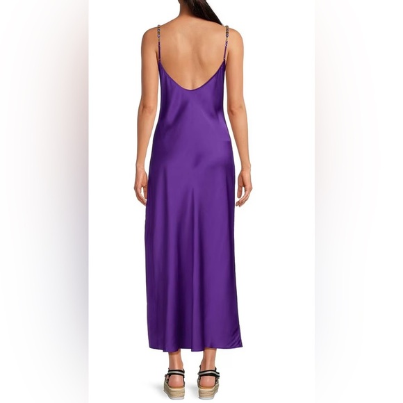 NWT Gianni Bini x DANNIJO Viv Satin Beaded Strap Maxi Slip Dress in Royal, Large - Picture 3 of 13